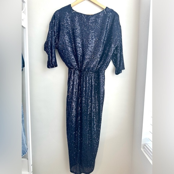 Goddiva Navy Sequin Party Dress - Picture 3 of 5